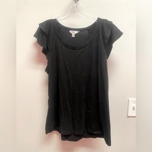 Ruffled Sleeve Black Top